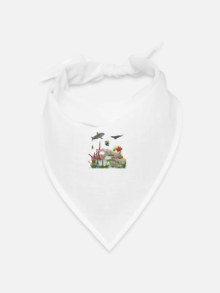 Wasserwelt Korallenriff Hai Fisch Nemo Meeresleben - Bandana Dreieckstuch - Weiß