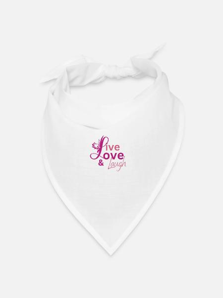 Leben lieben, Lachen - Bandana Dreieckstuch - Weiß