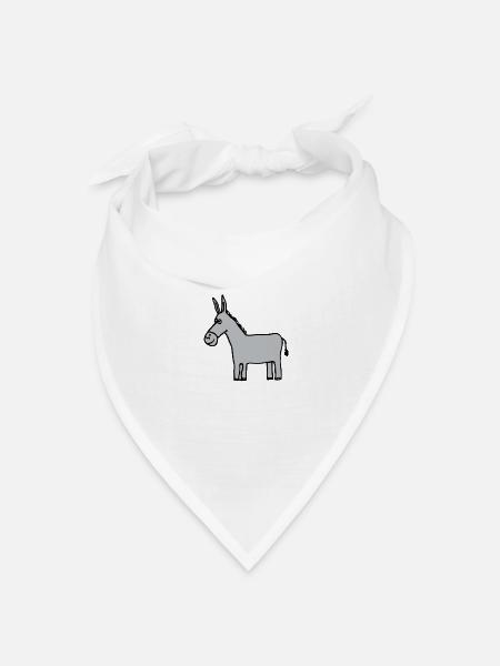 Esel Illustration - Bandana Dreieckstuch - Weiß