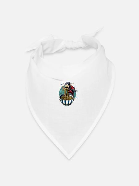 Süßer Affe genießt Ramen Nudeln Design - Bandana Dreieckstuch - Weiß