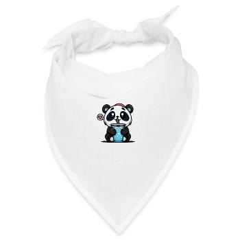 kawaii Panda trinkt Boba - Bandana Dreieckstuch - Weiß - Vorne