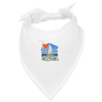 I Love CAT`s - Catamaran / Katamaran - Bandana Dreieckstuch - Weiß - Vorne