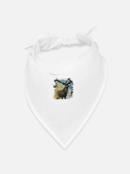 Abstrakter Hirsch - Bandana Dreieckstuch - Weiß
