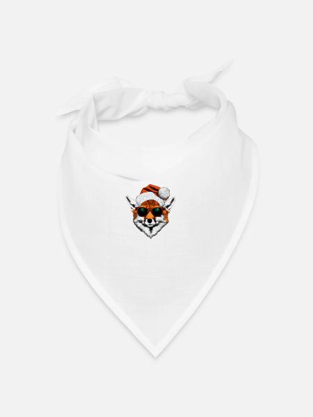 Cool Weihnachten Christmas Fuchs mit Sonnenbrille - Bandana Dreieckstuch - Weiß