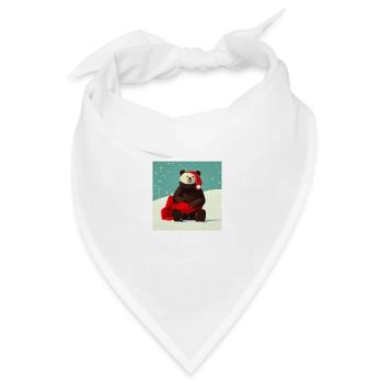 Süßer Bär trägt Weihnachtsmannmütze in Weihnachten - Bandana Dreieckstuch - Weiß - Vorne