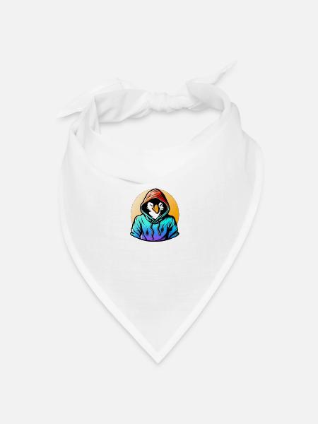Pinguin mit Pullover - Bandana Dreieckstuch - Weiß