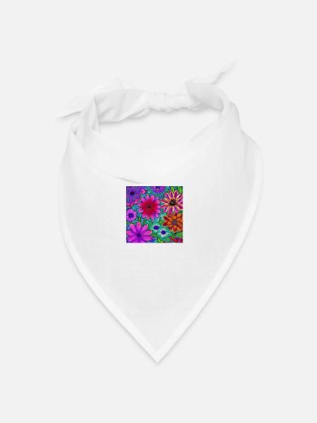 Neonblumen Kunst - Bandana Dreieckstuch - Weiß