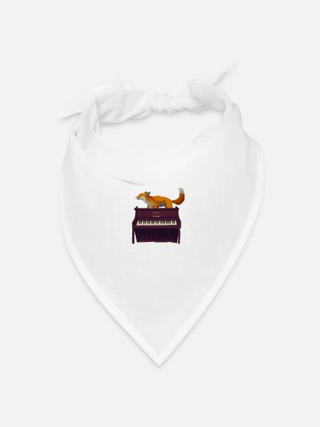 Fuchs auf Klavier - Bandana Dreieckstuch - Weiß