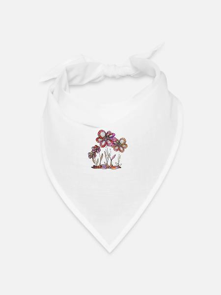 Blumen - Bandana Dreieckstuch - Weiß