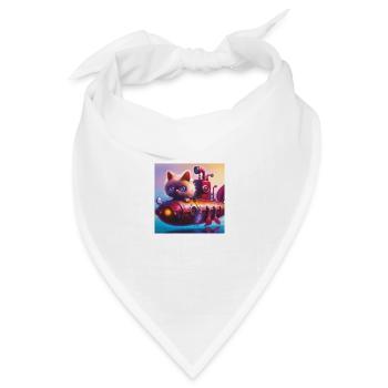Katzen U-Boot - Bandana Dreieckstuch - Weiß - Vorne