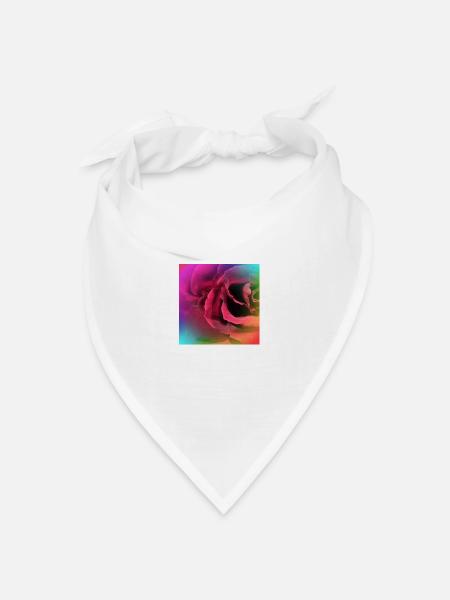 Kreatives mehrfarbiges Foto einer Rose - Bandana Dreieckstuch - Weiß