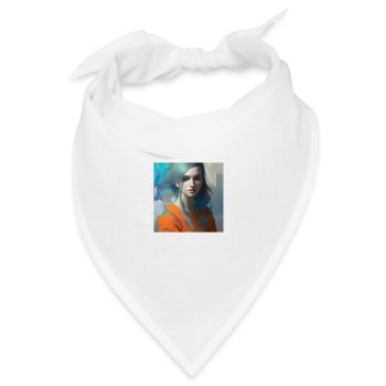 Schöne Frau Aquarellmalerei - Bandana Dreieckstuch - Weiß - Vorne