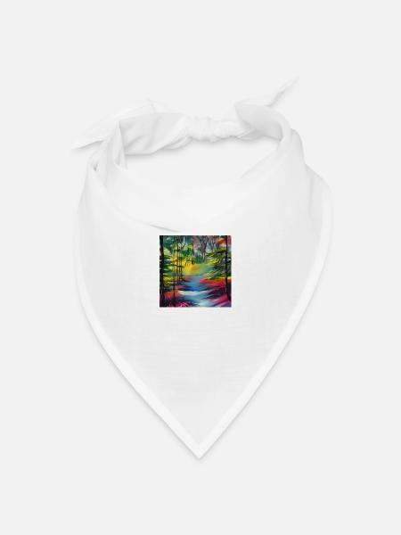 Aquarell Fluss im Wald - Bandana Dreieckstuch - Weiß
