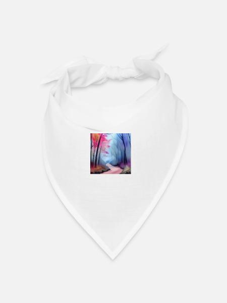 Rosa und blaue Aquarellbäume - Bandana Dreieckstuch - Weiß