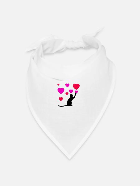 Katze - Bandana Dreieckstuch - Weiß