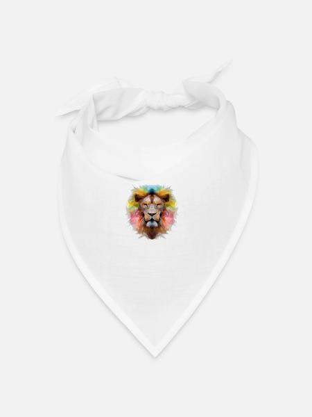 Bunter Abstrakter Geometrischer Löwe - Bandana Dreieckstuch - Weiß
