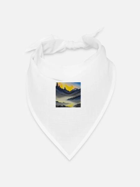 Atemberaubende Aquarell-Berglandschaft - Bandana Dreieckstuch - Weiß