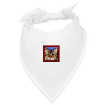 Katzenportrait 8 - Bandana Dreieckstuch - Weiß - Vorne