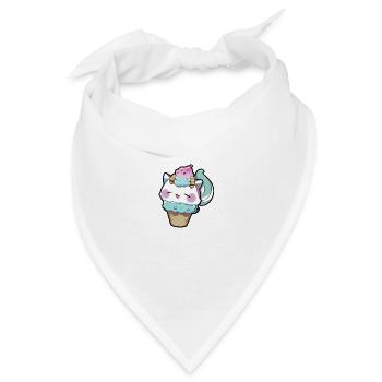 Süße Eis Waffel Anime Katze Manga Cartoon - Bandana Dreieckstuch - Weiß - Vorne