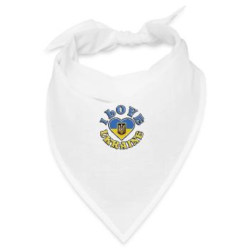 I love Ukraine, mit Flagge und Herz - Bandana Dreieckstuch - Weiß - Vorne