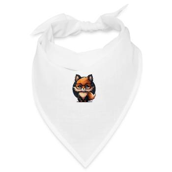 süßen niedlichen Cartoon-Fuchs mit Brille - Bandana Dreieckstuch - Weiß - Vorne