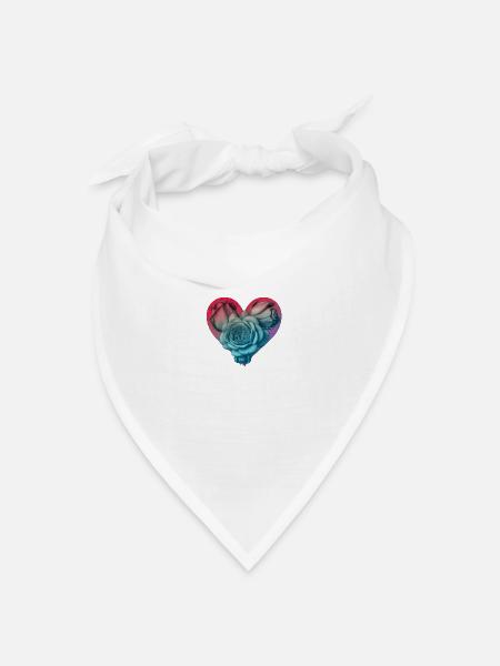 Herz - Bandana Dreieckstuch - Weiß