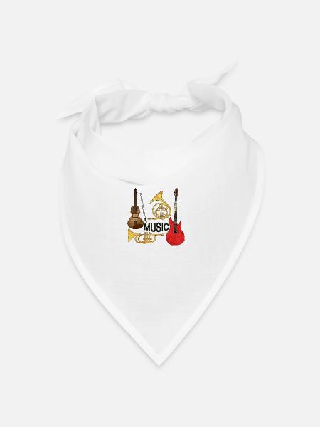 Musikinstrumente - Bandana Dreieckstuch - Weiß