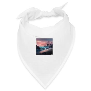 Zukünftiger dystopischer Strand digital art - Bandana Dreieckstuch - Weiß - Vorne