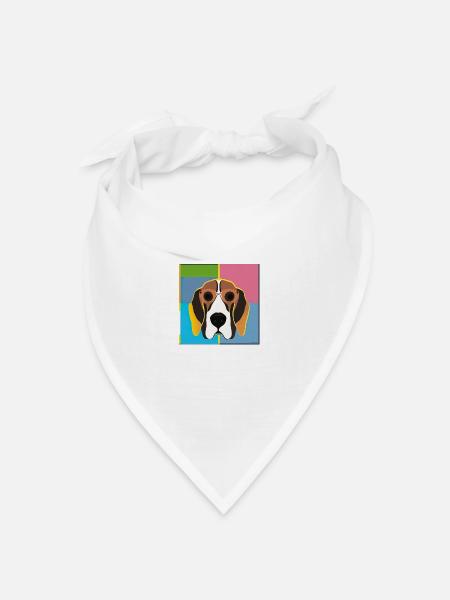 Pop Art Hund - Bandana Dreieckstuch - Weiß