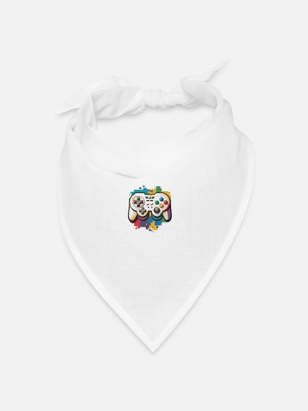 Ultra farbenfroher Videospiel-Controller - Bandana Dreieckstuch - Weiß