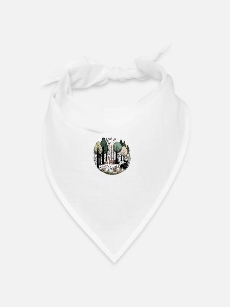 Waldtiere - Bandana Dreieckstuch - Weiß