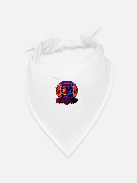 Retro Emblems - Animal - Pilot Tiger - Bandana Dreieckstuch - Weiß