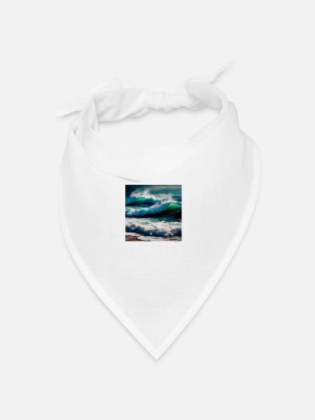 Welle am Strand - Bandana Dreieckstuch - Weiß