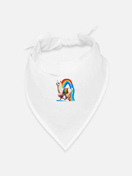 Regenbogen Alpaka - Bandana Dreieckstuch - Weiß