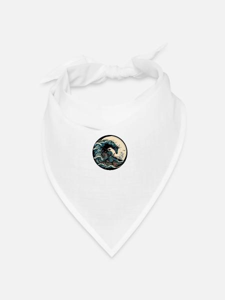 Nr. 6 : Japanische Kunst Samurai Kämpfer Ukiyo_e Stil - Bandana Dreieckstuch - Weiß