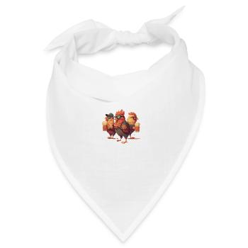 Hühner gang mit Bier und Sonnenbrille - Bandana Dreieckstuch - Weiß - Vorne