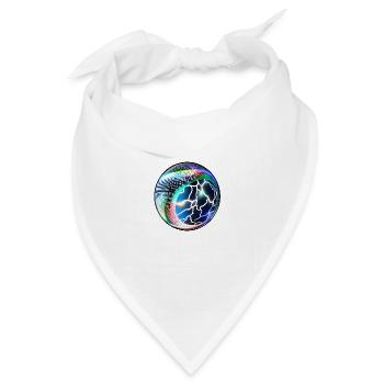Eine skurrile bunte Glaskugel - Murmel - Bandana Dreieckstuch - Weiß - Vorne