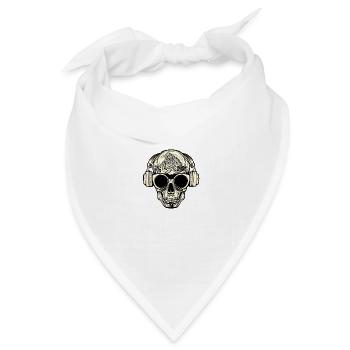 Totenkopf mit Kopfhörer und Sonnenbrille - Bandana Dreieckstuch - Weiß - Vorne