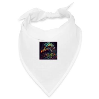 Psychadelic Pigeon - Bandana Dreieckstuch - Weiß - Vorne
