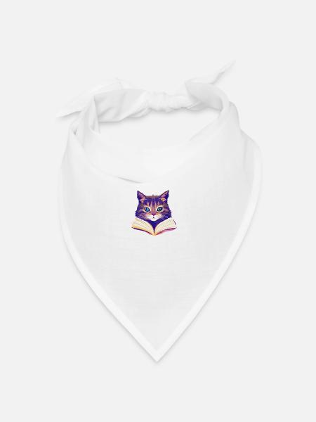 Katze Lesen Hauskatze Bücher Kater Buch Kätzchen - Bandana Dreieckstuch - Weiß