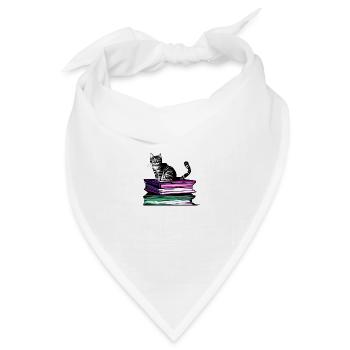 Lesen Bücher Kater Hauskatze Katze Buch Kätzchen - Bandana Dreieckstuch - Weiß - Vorne