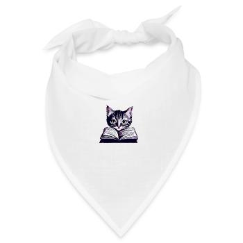 Bücher Kater Lesen Hauskatze Katze Buch Kätzchen - Bandana Dreieckstuch - Weiß - Vorne