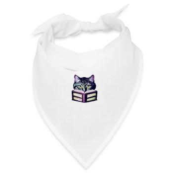 Hauskatze Bücher Kater Lesen Katze Buch Kätzchen - Bandana Dreieckstuch - Weiß - Vorne