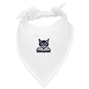 Katze Bücher Kater Lesen Hauskatze Buch Kätzchen - Bandana Dreieckstuch - Weiß - Vorne