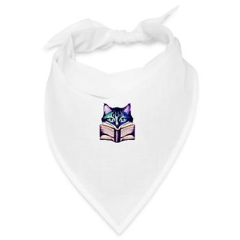 Kater Buch Katze Bücher Lesen Hauskatze Kätzchen - Bandana Dreieckstuch - Weiß - Vorne
