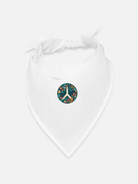 Frieden und Liebe - Bandana Dreieckstuch - Weiß