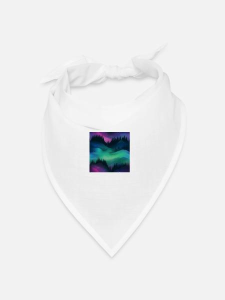 Celestial Lights: Polarlichter-Kollektion - Bandana Dreieckstuch - Weiß