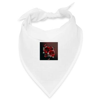 dunkles Bouquet aus roten Rosen - Bandana Dreieckstuch - Weiß - Vorne