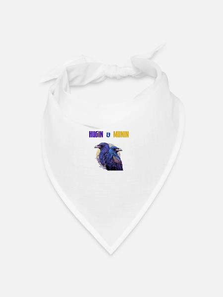 Hugin und Munin, die Raben Odins mit Schrift - Bandana Dreieckstuch - Weiß