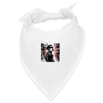 Monochromes Phänomen: Schönes Anime-Mädchen in einem - Bandana Dreieckstuch - Weiß - Vorne